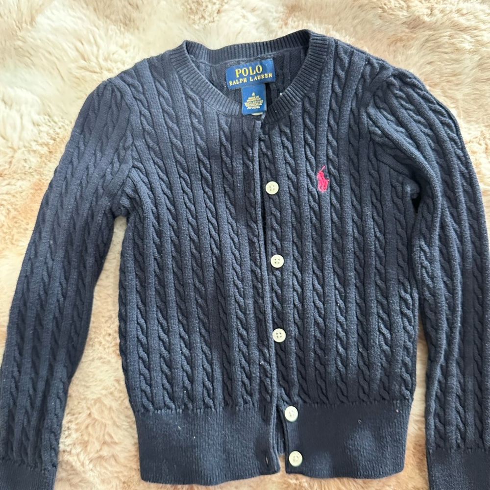 Polo by Ralph Lauren Dark Blue Kids Cable Knit Cardigan
